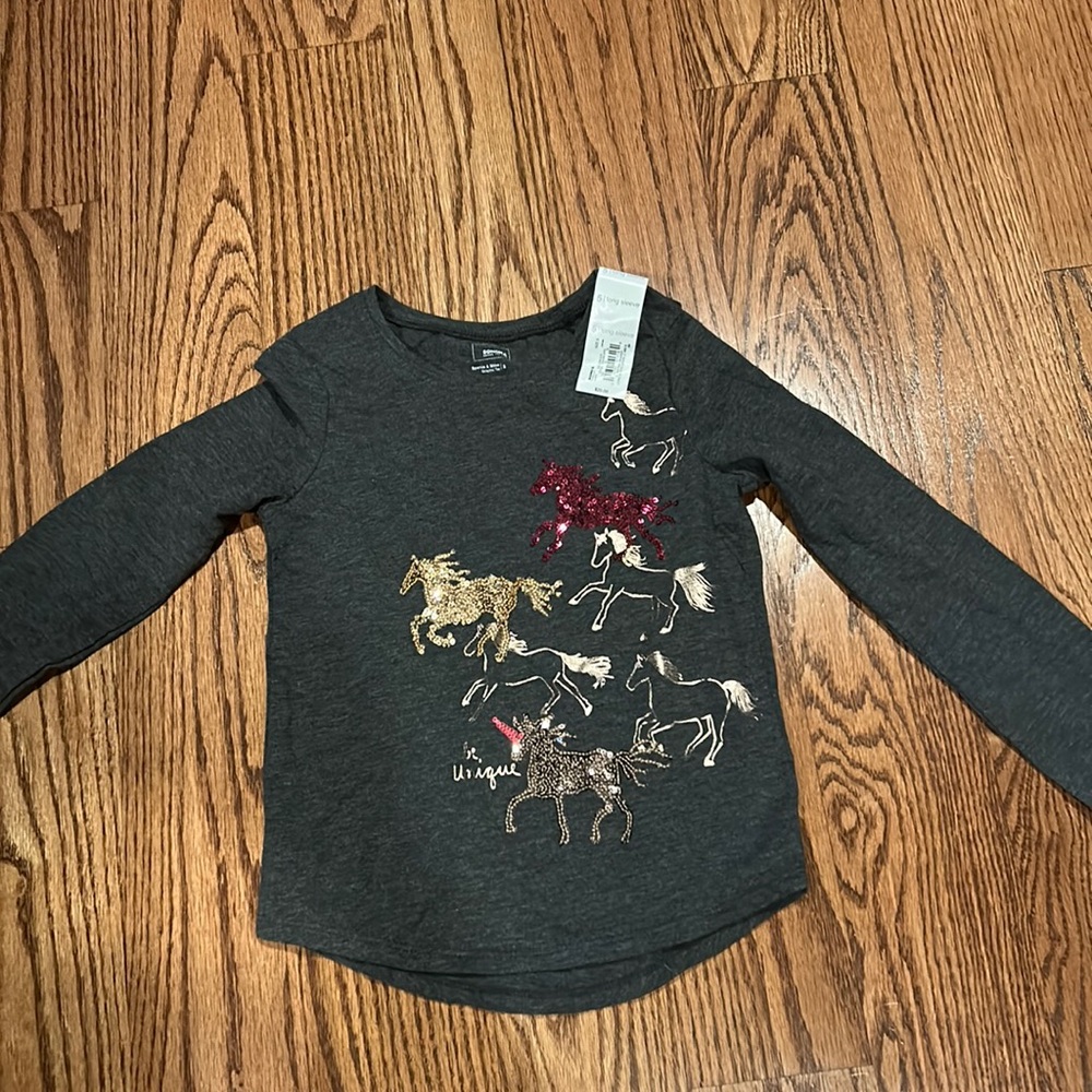 Sonoma sparkle and shine charcoal long sleeved t shirt with sparkle unicorns